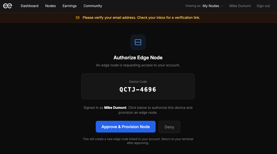 Authorize Edge Node